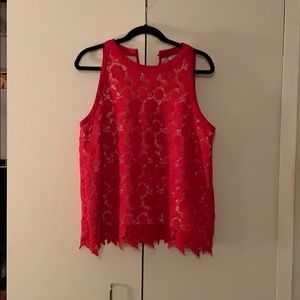 Red lace (nude lined) tank top